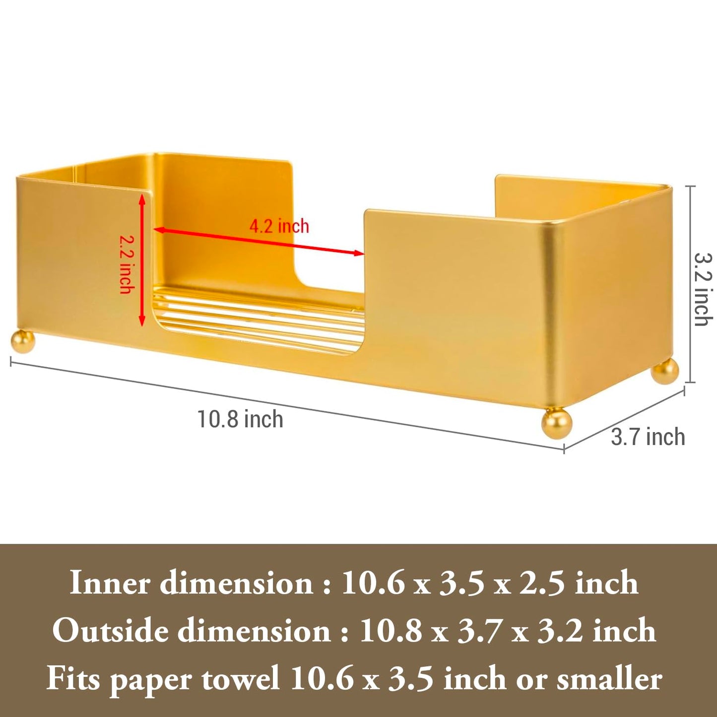 MyGift Gold Paper Towel Holder, Toilet Paper Towel Dispenser for Bathroom, C fold Paper Towel Holder Countertop for Commercial & Home Use, Modern Brass Finish Metal