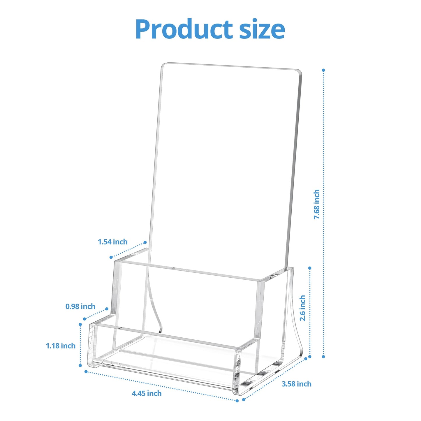 zavekia 2 Pack Acrylic Brochure Holder With business card holder, 4 x 9 inches Clear Acrylic Literature Holder Plastic Flyer Display Stand