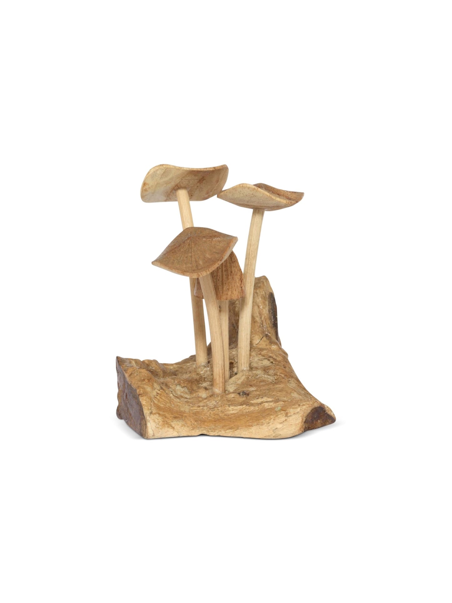 G6 Collection 4" Mini Wooden Mushroom Cluster Figurine (3.5" Wide)