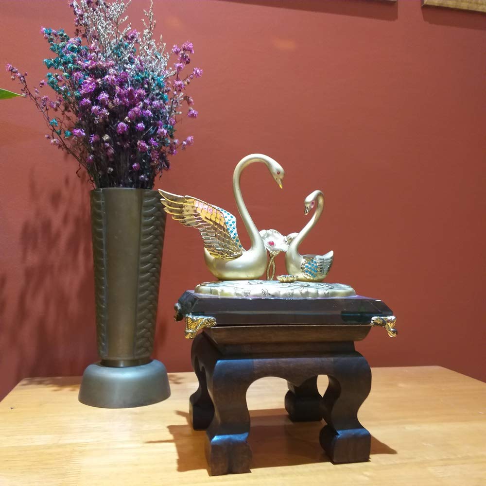 CoziNest Mini Table Buddha Statue Stand Worship Pedestal Furniture Display Stand Wooden Square Shape Solid Thai Handmade Teak Wood Base Holder for Small Little Things Statues Items (W5 x D5 x H4)