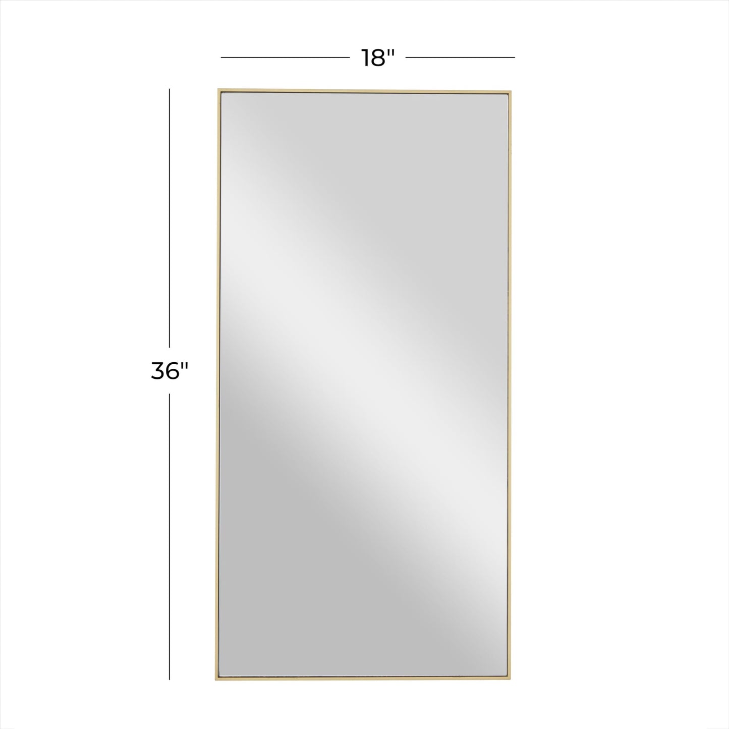 Deco 79 Wooden Room Wall Mirror Entryway Mirror with Thin Frame, Wall Mounted Mirror 18" x 1" x 36", Gold