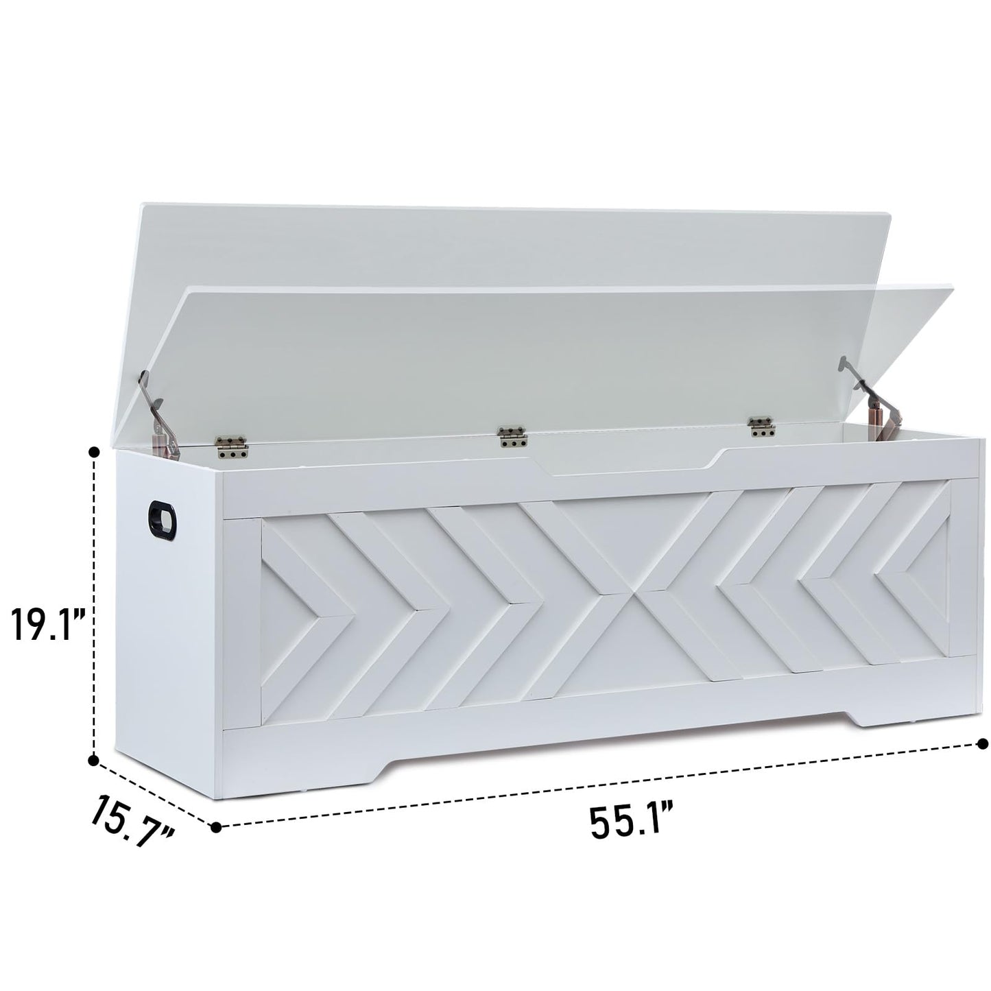XDliv 55.1” Storage Bench, Extra Large Entryway Bench with Storage,Storage Chest with 2 Safety Hinges,Blanket Storage,Shoe Storage Chest for Bedroom,Living Room,Easy Assembly. (White)