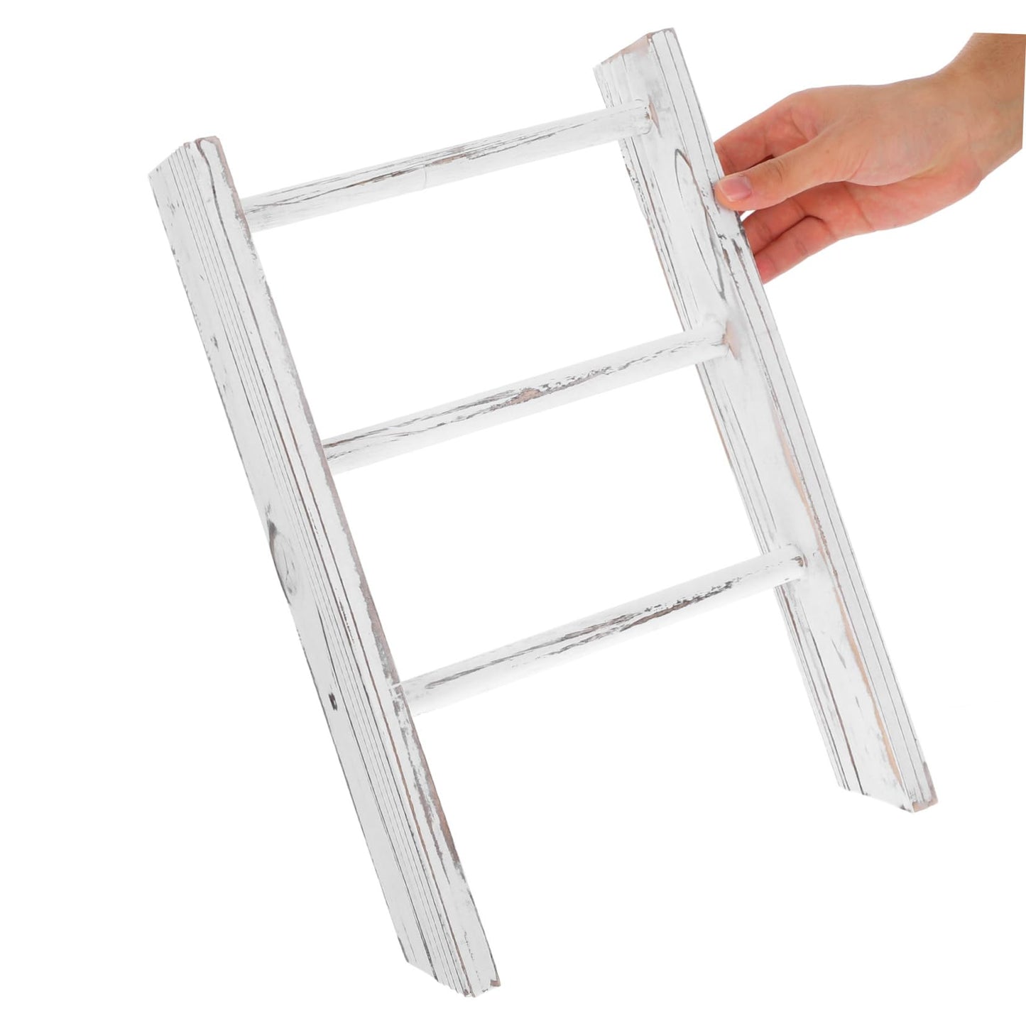 ADOCARN Miniature Ladder Towel Rack with Elegant White Finish Space Saving Rustic Tea Towel Holder for Kitchen Counter and Country Bathroom Decor Versatile Small Ladder Display and