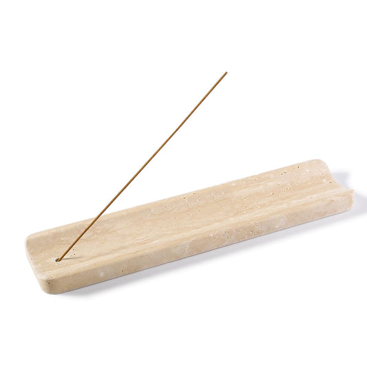 Koville Marble Incense Holder, Incense Holder for Sticks, Incense Sticks Holder Ash Catcher for Meditation Yoga SPA, Natural Stone Incense Burner, Home Table Decor (Travertine)