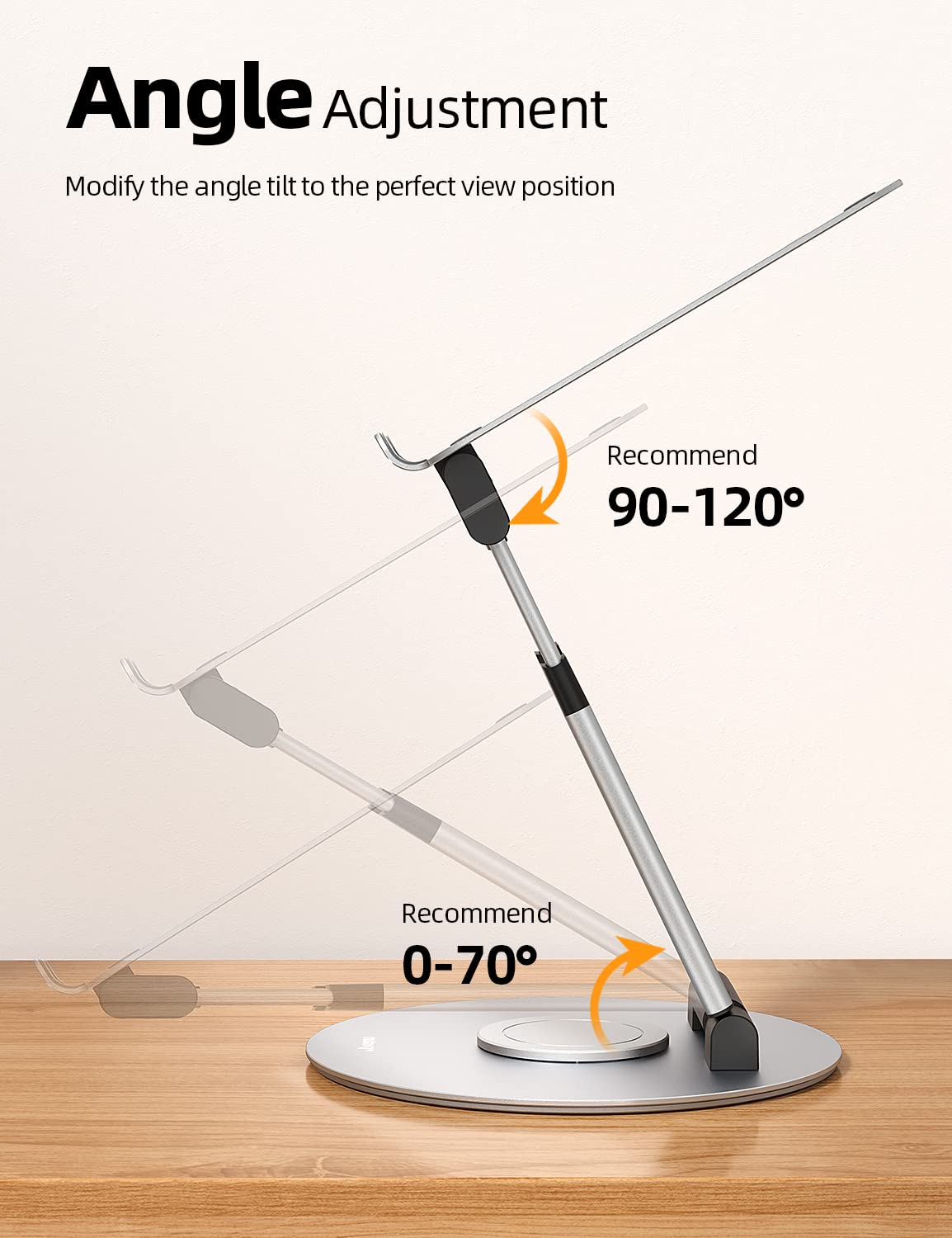 Nulaxy Telescopic 360 Rotating Laptop Stand for Desk Adjustable Height Swivel Pull Out Design Ergonomic Laptop Riser Fits All 10-17" Laptops Computer MacBook, Silver