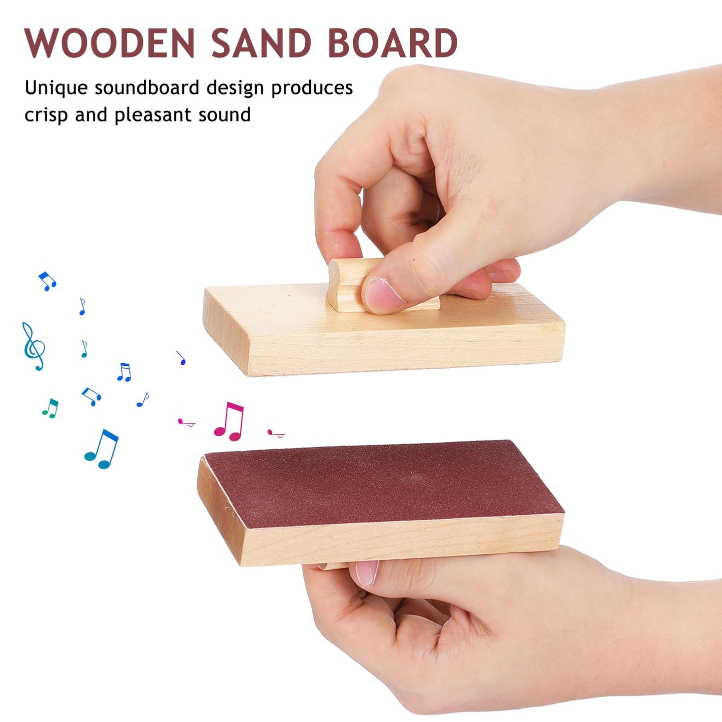 Totority Wooden Sand Blocks 2 Pack Kids Percussion Toy for Rhythm Training Musical Instrument Toy with Sandpaper Surface Hand-Held Wooden Block for Kindergarten Music Play and Learning