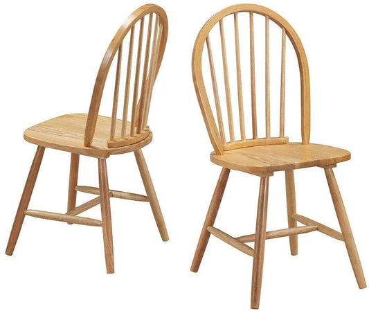 HAPPYGRILL 2 Pieces Wooden Dining Chairs Set, Vintage Armless Windsor Chairs, Kitchen Dining Chairs with Backrest, Natural