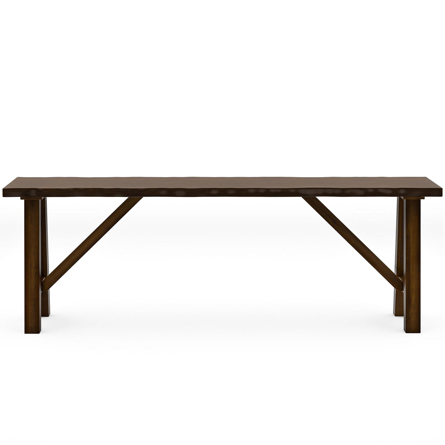 Furniture of America AKI Farmhouse 54-inch Rectangle Wood Dining Bench with Live Edge Design, Seats 3 for Dining Room, Kitchen, Walnut Brown