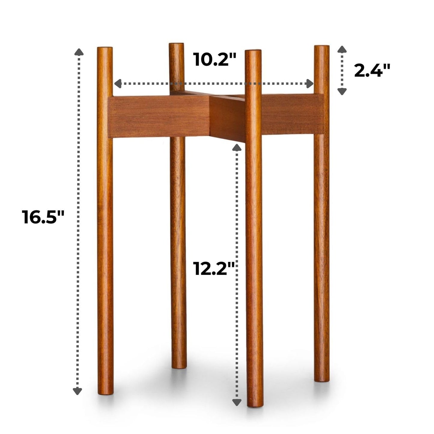 Fox & Fern Mid Century Tall Plant Stand — 10 Inch Fixed Size Raised Wooden Plant Stand for Indoor Planters (Not Included); Modern Flower Pot Holder with Plug In Design; Easy to Assemble - Acacia