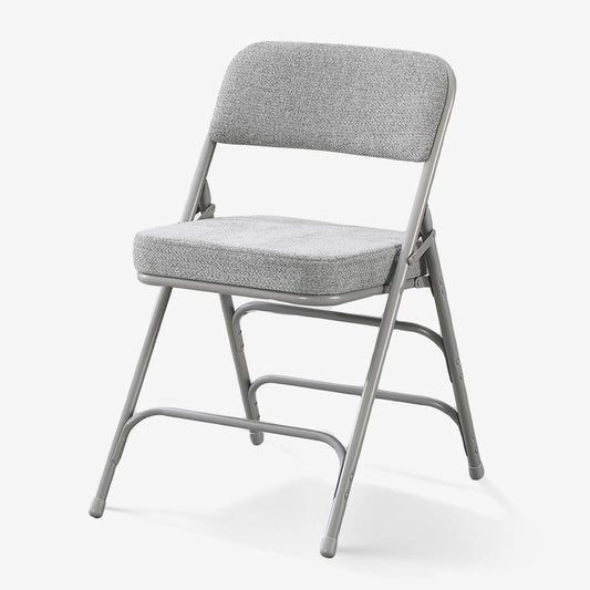 TAO ONE Padded Folding Chairs - Comfortable Folding Chair with Cushion - Heavy Duty Metal Folding Chair Upholstered Fabric Padded Seat - Cushioned Folding Chairs for Indoor Office Vanity -Grey