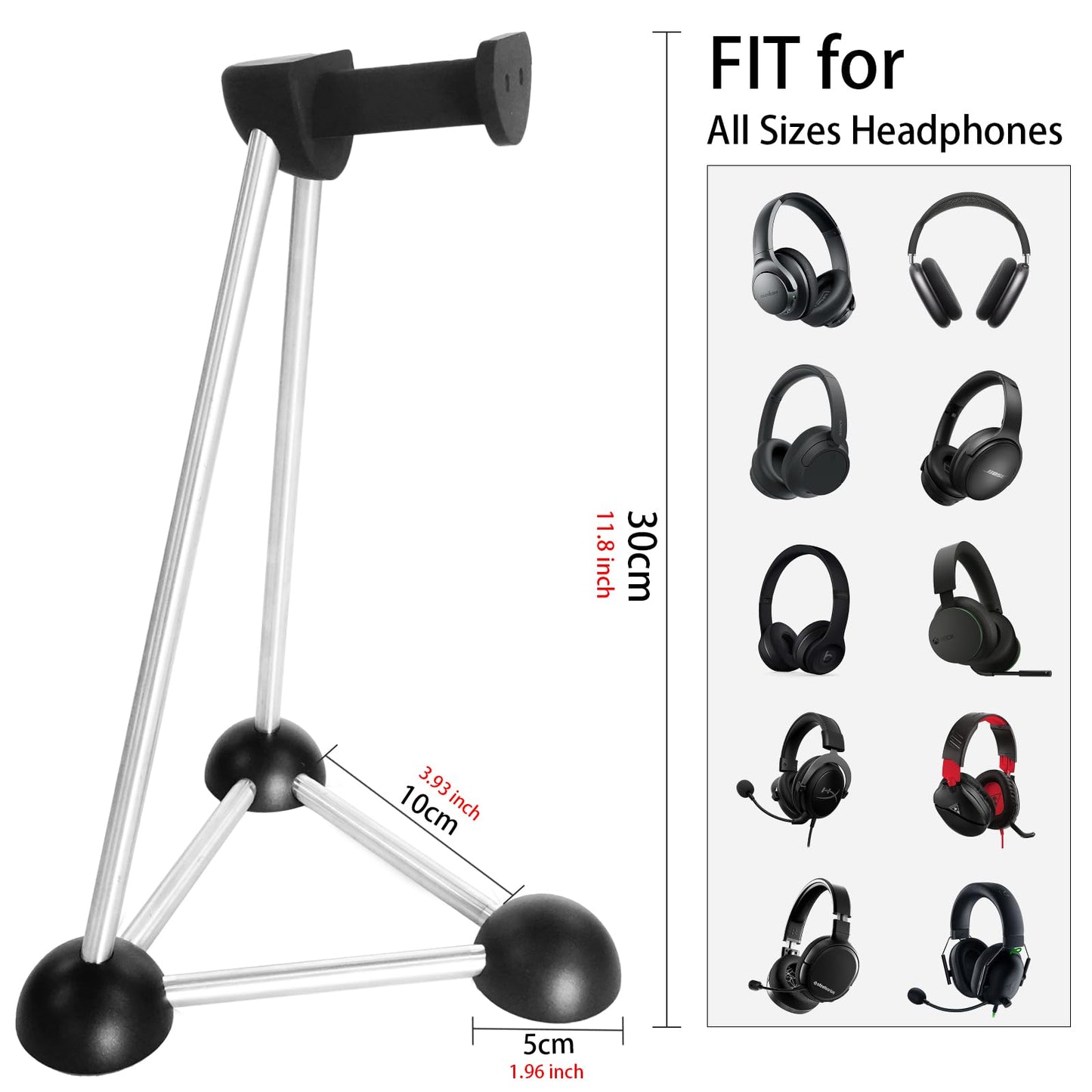 AJKTHGE Headphone Stand, Desktop Headset Holder, Desk Earphone Stand, Gaming Headsets, for SteelSeries/Logitech/HyperX/Sony/Beats/Sennheiser/Anker/Xbox, and All Headphones.(Red) (Black)