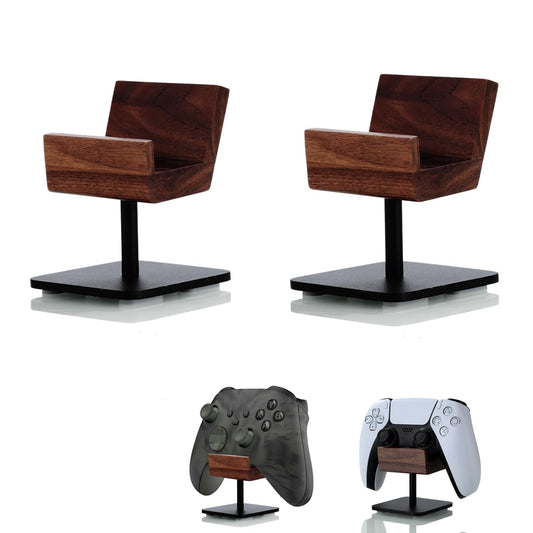 NIRVASH Walnut Controller Holder for Desk – Premium Wood Gaming Controller Stand for Xbox, PS5, PS4, Cool Gamer Gifts for Men, Husband, Boyfriend, Gaming Room Organizer(2 Pack)
