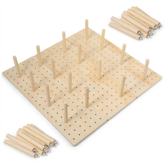 Afcabakila 3Pcs Wood Pegboard Drawer Organizer with 32 Pegs Wooden Peg Board System for Kitchen Dishes Plate 17 x 5.91 in Natural Wood Color