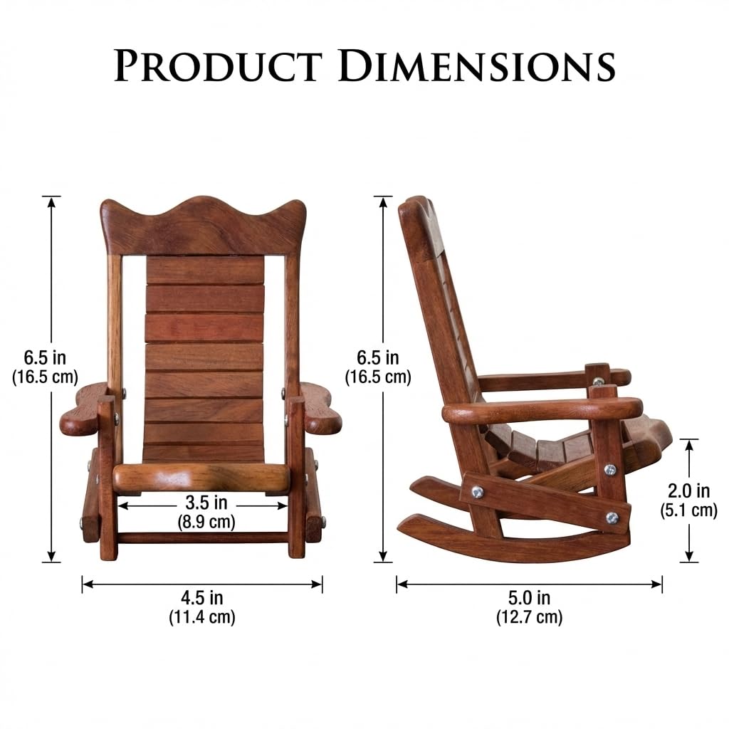 NIYOEHH Miniature Wooden Chair Phone Stand, Foldable Desktop Holder, Creative Universal Cell Phone Support, Wood Material