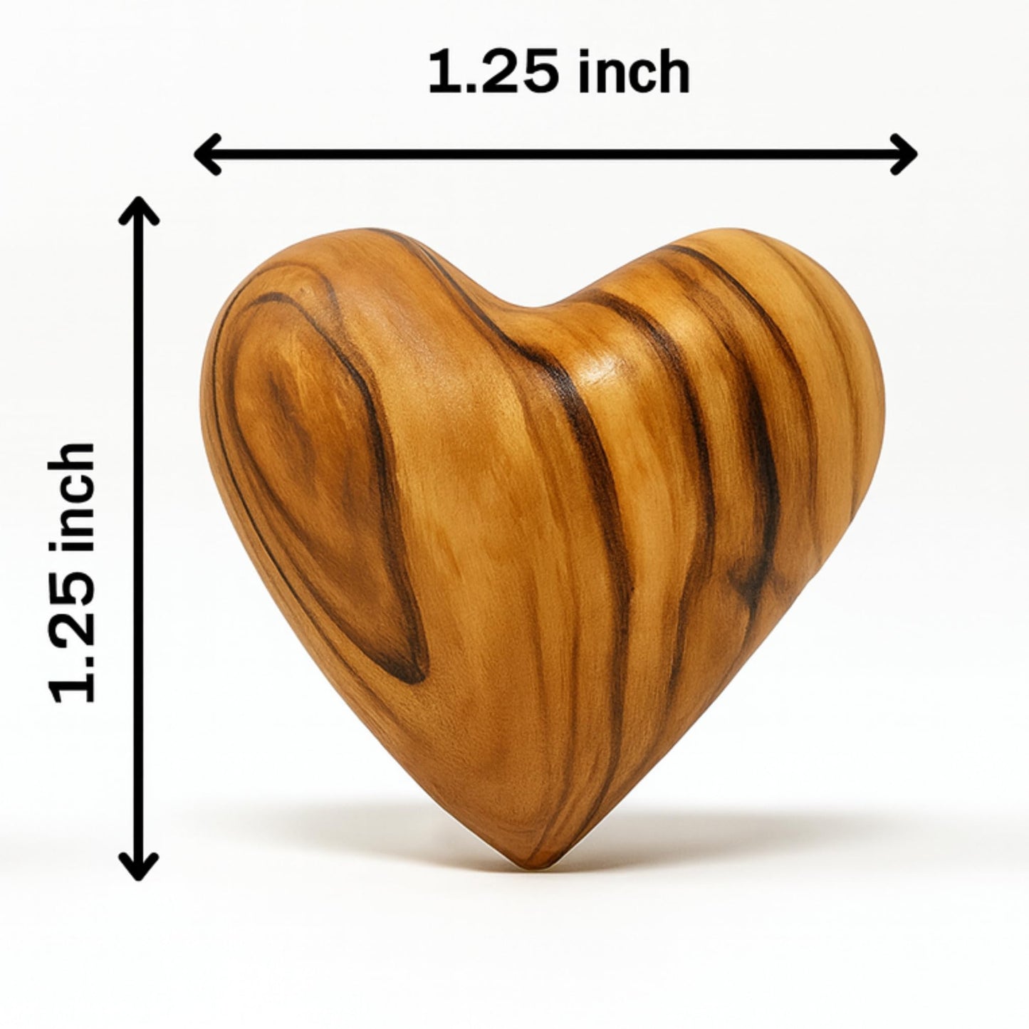 Zuluf Set of 5 Mini Olive Wood Hearts 1.25" Very Small Hand Carved Wooden Fidget Heart Keepsake Wedding Guest Book Favor Valentine Day Gift Pocket Hug Sympathy Memorial Craft Decor Made in Bethlehem