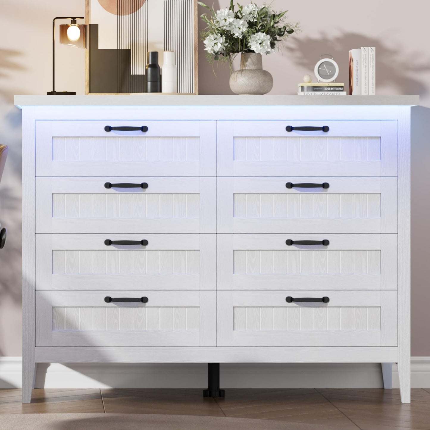 IDEALHOUSE 8 Drawer Dresser with Charging Station & LED Lights