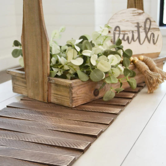 Wooden Table Runner,Natural Durable Wood Table Runner,25 x 12 Inches,Coffee Table Runner with Thick Felt Backing,Table Decorations for Dining Room,Farmhouse Decor,Wedding Decor,Brown