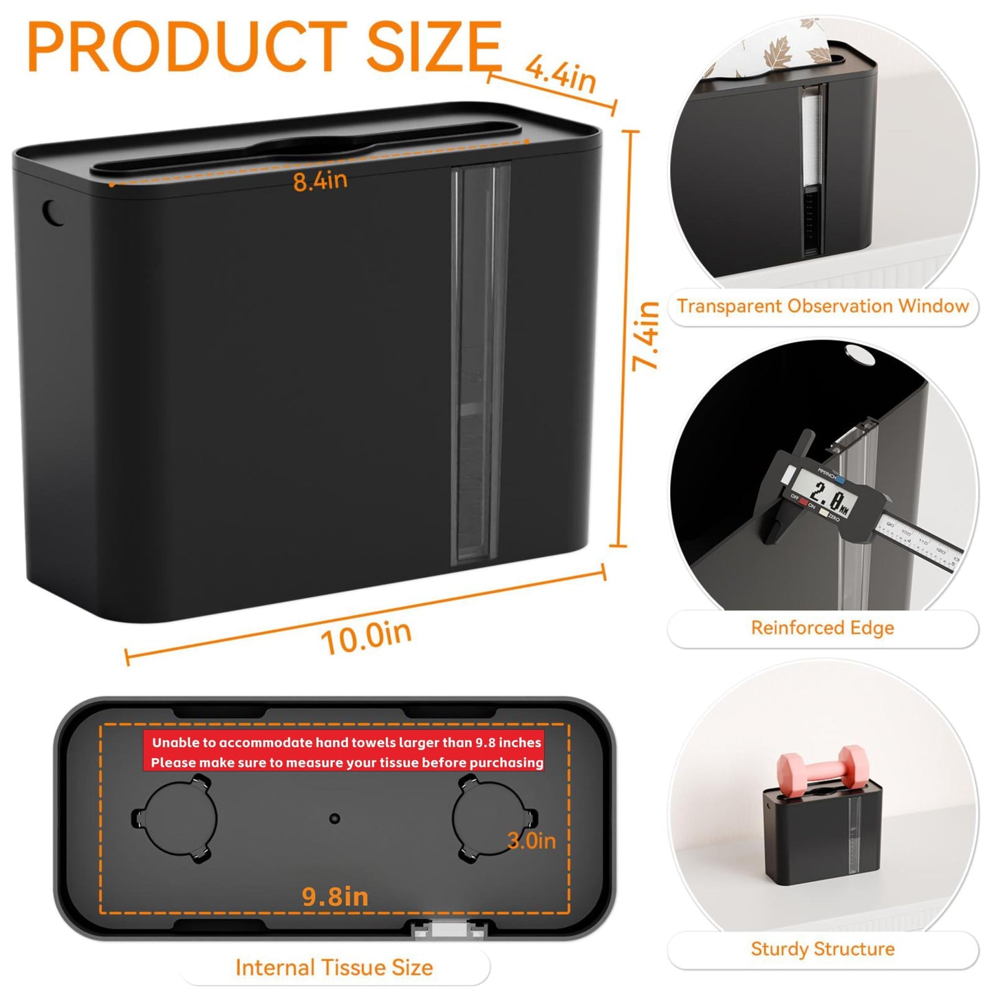Yieach Touchless Paper Towel Dispenser for Countertop,Home,Bathroom and Kitchen,Black Commercial Multifold Paper Towel Dispenser for Z-fold,Folded,Trifold,Napkin,C fold,Tri Fold Hand Towels Holder