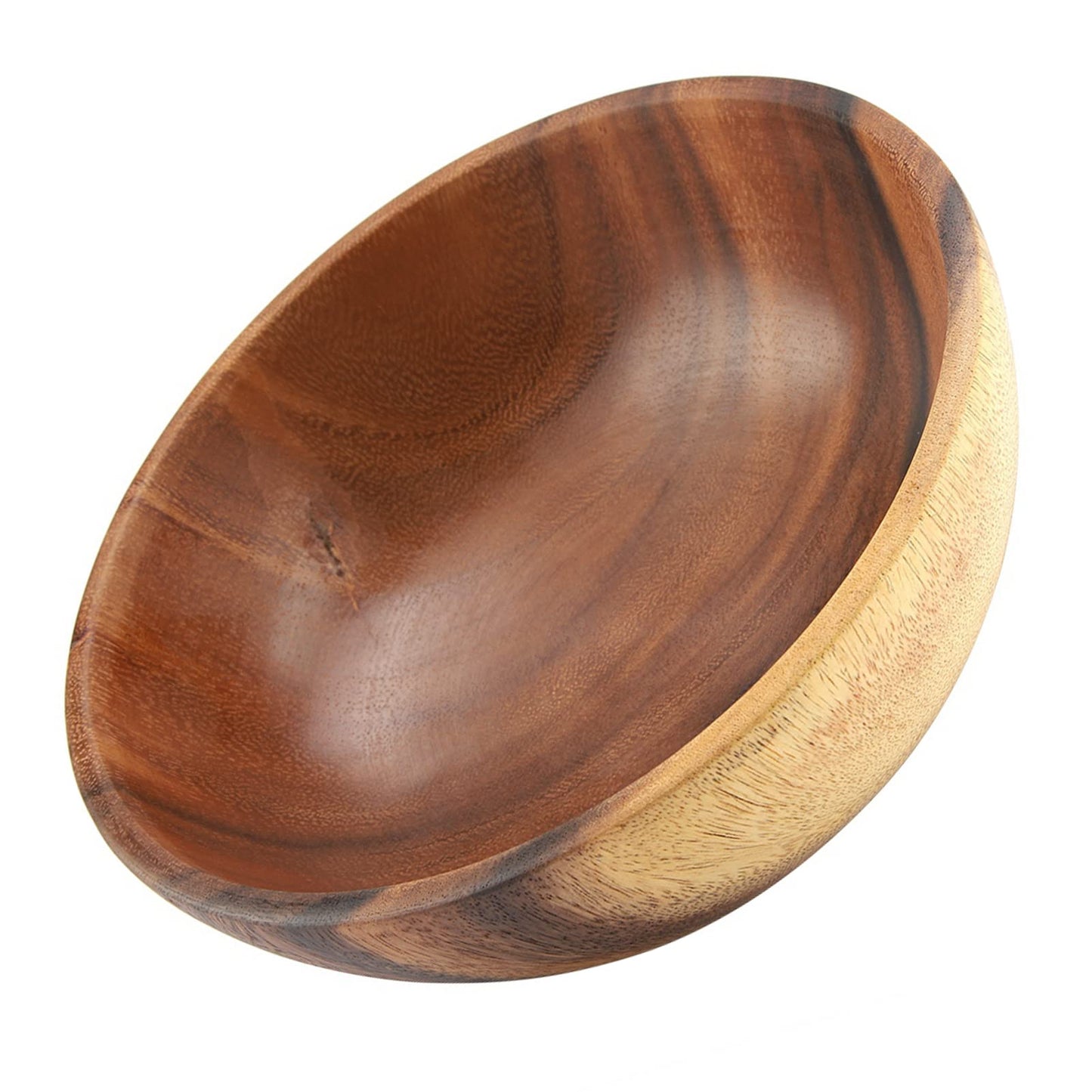 Oumefar Wooden Salad Bowl Sets, Acacia Wood Bowl Wooden Soup Bowl Light Smooth for Kitchen Utensils for Containing Salads,Vegetables,Fruit, Soups, Cereal and More Large (20 * 7cm)