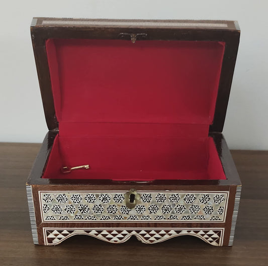 Handmade Egyptian Jewelry Box – Mother of Pearl Inlay – Decorative Wooden Trinket Box for Women Oriental Keepsake Storage Organizer ((8" X 5" x 5" inch M04)