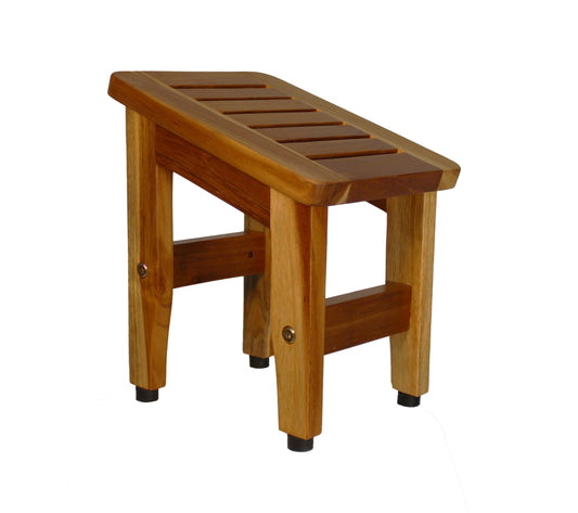 EcoDecors Foot Stool Waterproof Teak Wood Shower Bench Stool Seat Chair for Inside Shower Provides Safety, Storage, and Organization for Bathroom Accessories Natural Color