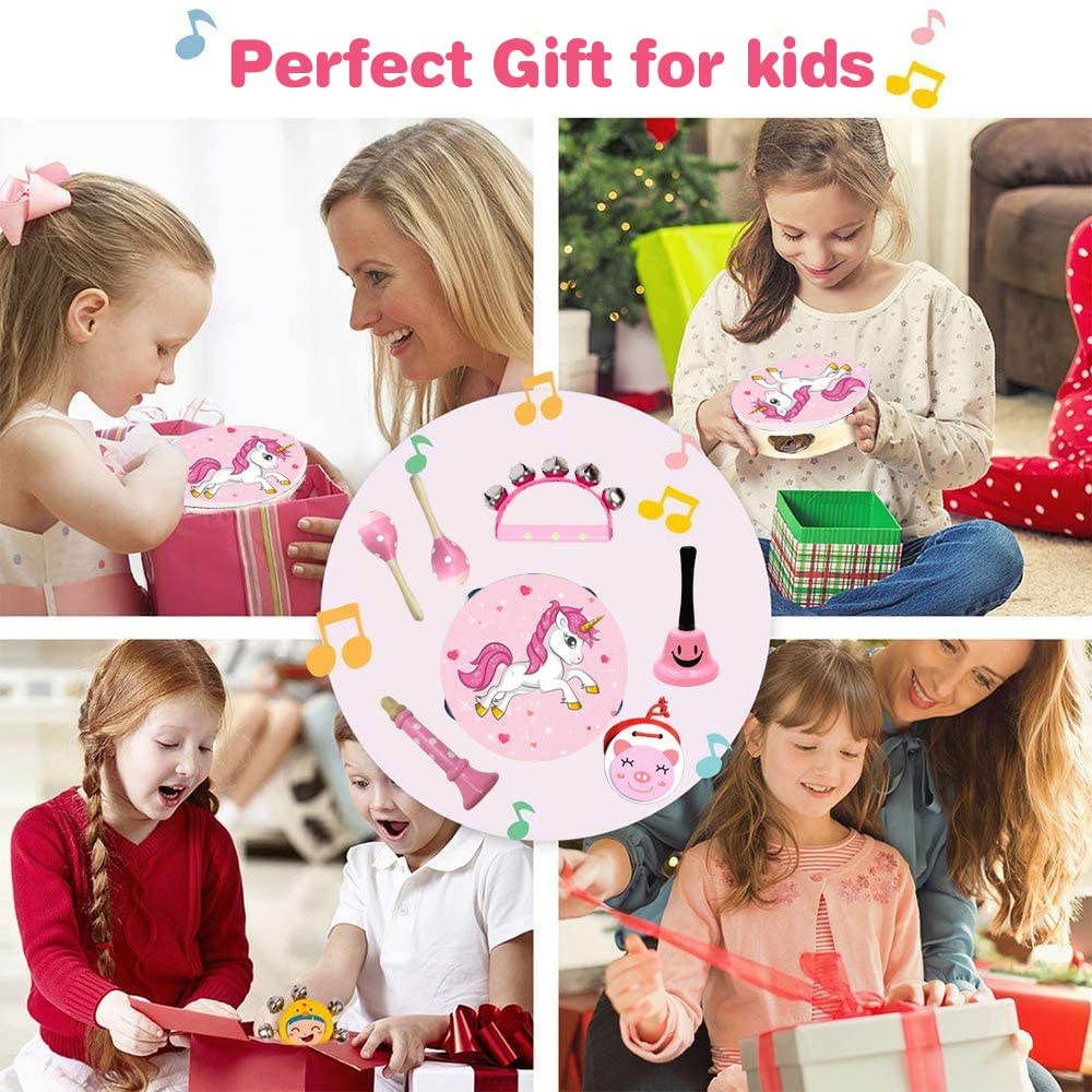 Kids Musical Instruments Sets, Non-Toxic Musical Toy, Wooden Percussion Instruments Toys Tambourine Xylophone for Kids Playing Preschool Education, Promotes Early Learning for Boys Girls Gift