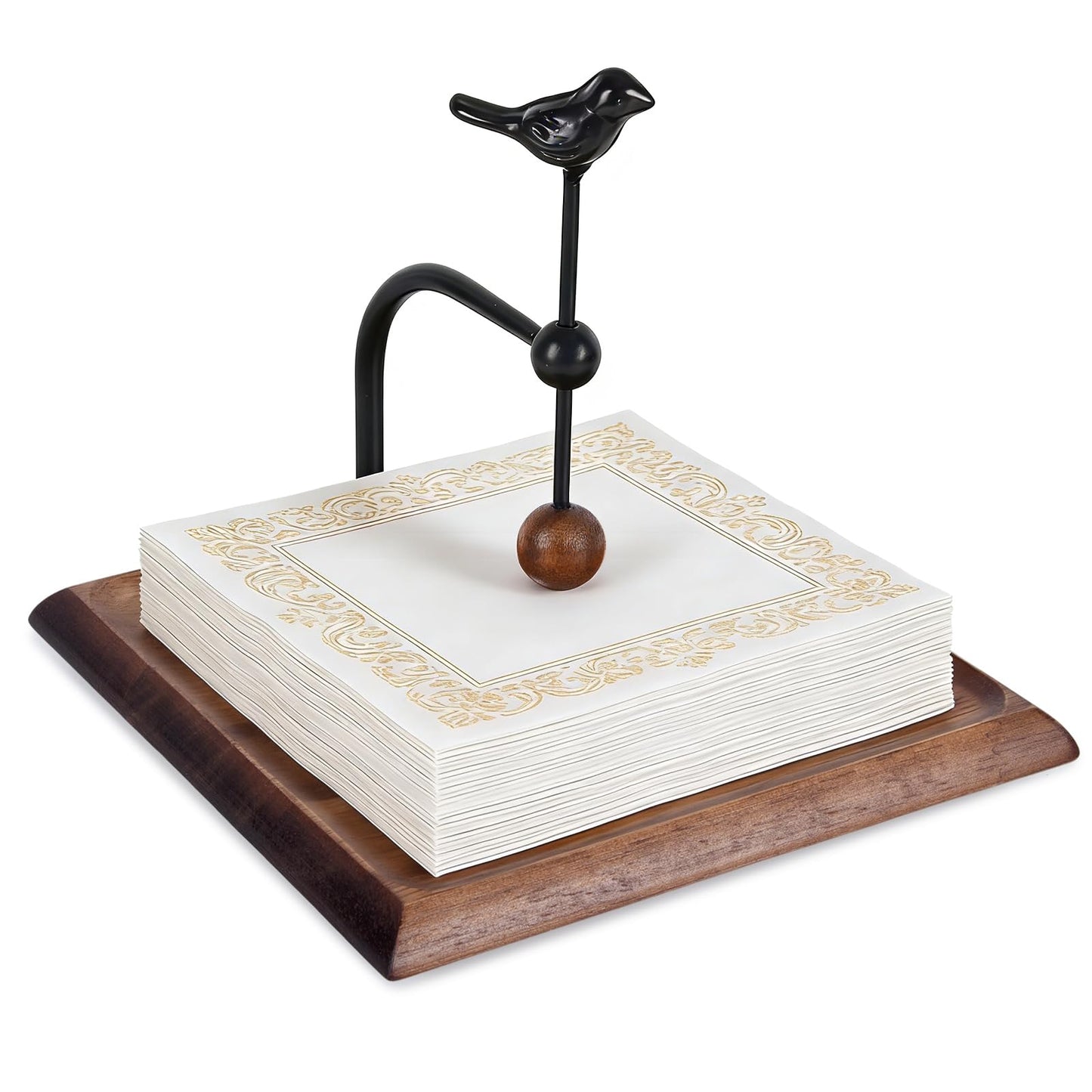 Yedcxup Wooden Napkin Holder for Table, Black Square Cocktail Napkin Holders for 5-7.5 Inch Paper Napkins, Suitable for Kitchen, Party, Picnic, Bar, Cafe, Hotel, Office, Home Decor, Outdoor