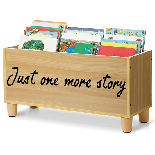 Cinnvoice Wooden Book Storage 24'' Book Bin Rack Wood Color Bookshelf Large Wooden Bookcase for Classroom Nursery Decor (Just One More Story,Natural Wood)
