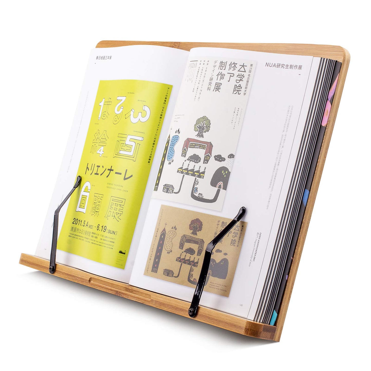 (15.4 x 11 Inch) Large Book Stand for Reading Hands Free,Recipe Cookbook Holder for Kitchen Counter,Textbook Stands for Heavy Thick Books,Bamboo Holders for Bible,Tablet,Law School,Drawing