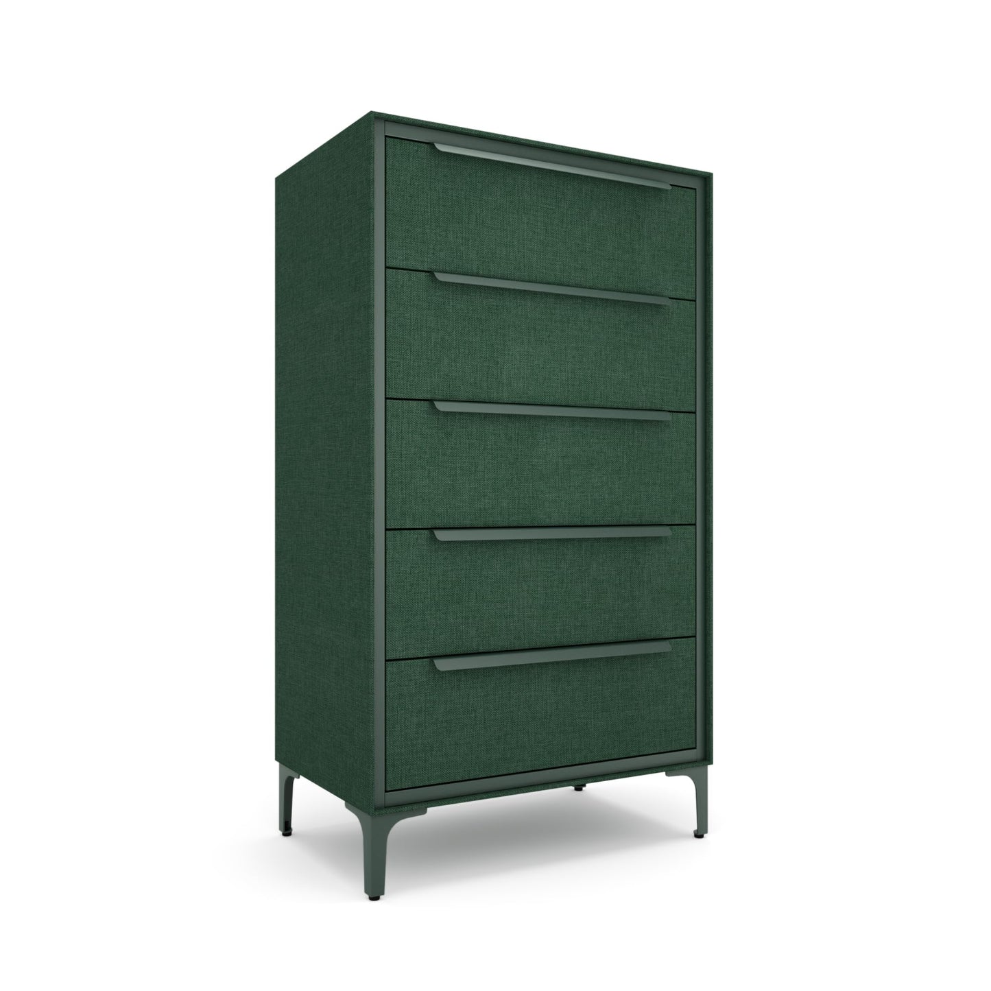 tinge Naima Premium Fabric Dresser - Strong Metal Frame, 5 Spacious Sag-Proof Drawers with Sleek Metal Handles - Premium & Durable Storage Solution for Your Home (Green)