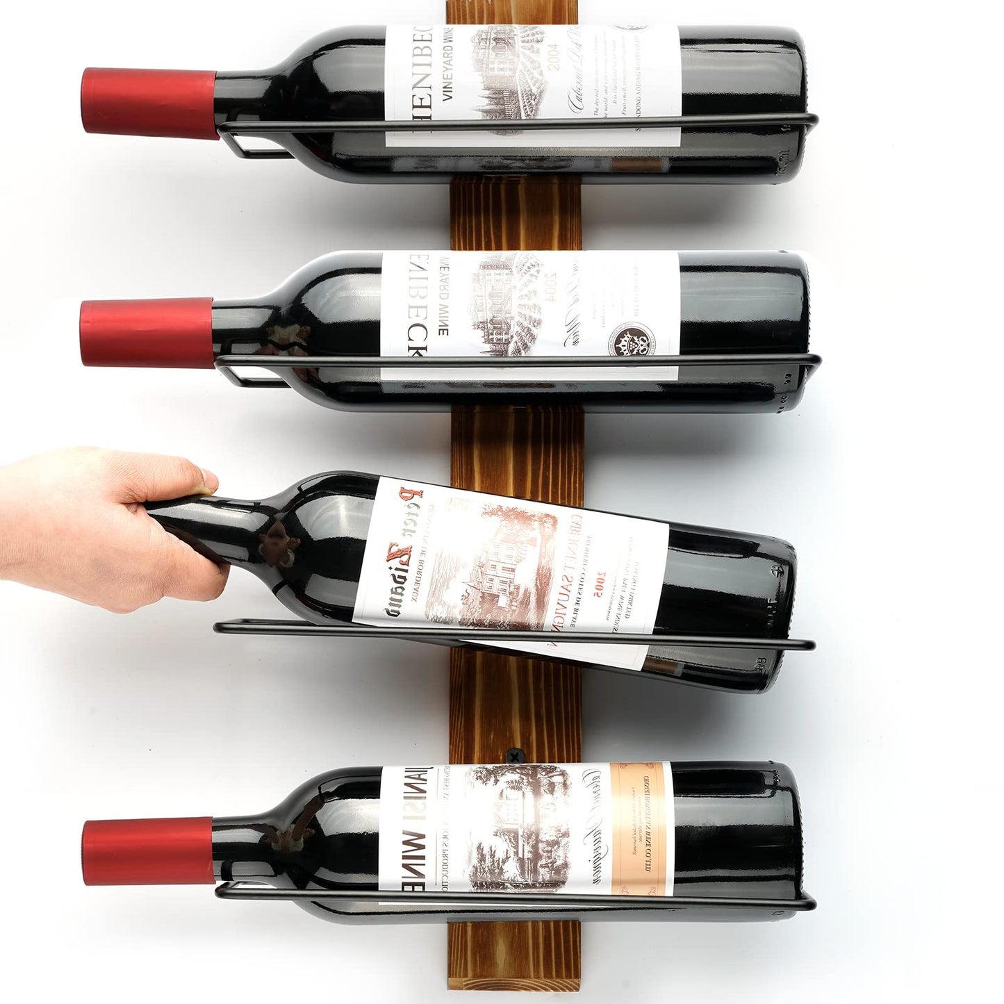 Feemiyo Wall-Mounted Wine Rack - Pine Wood Holder for 12 Bottles - Display for Kitchen, Dining Room, Bar