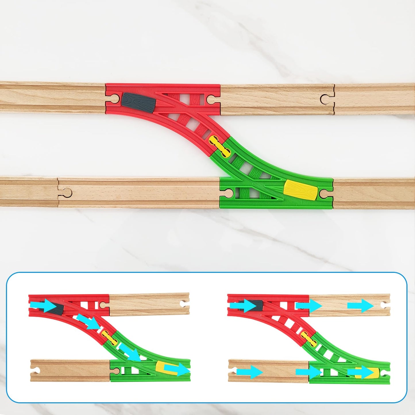 Bunu1492 Wooden Train Track Accessories Set,10 pcs Train Track Connector,Compatible with All Major Brands Train Tracks,Christmas Birthday Gift for Boys Girls,Train Toys Expansion Pack for Kids Ages 3+