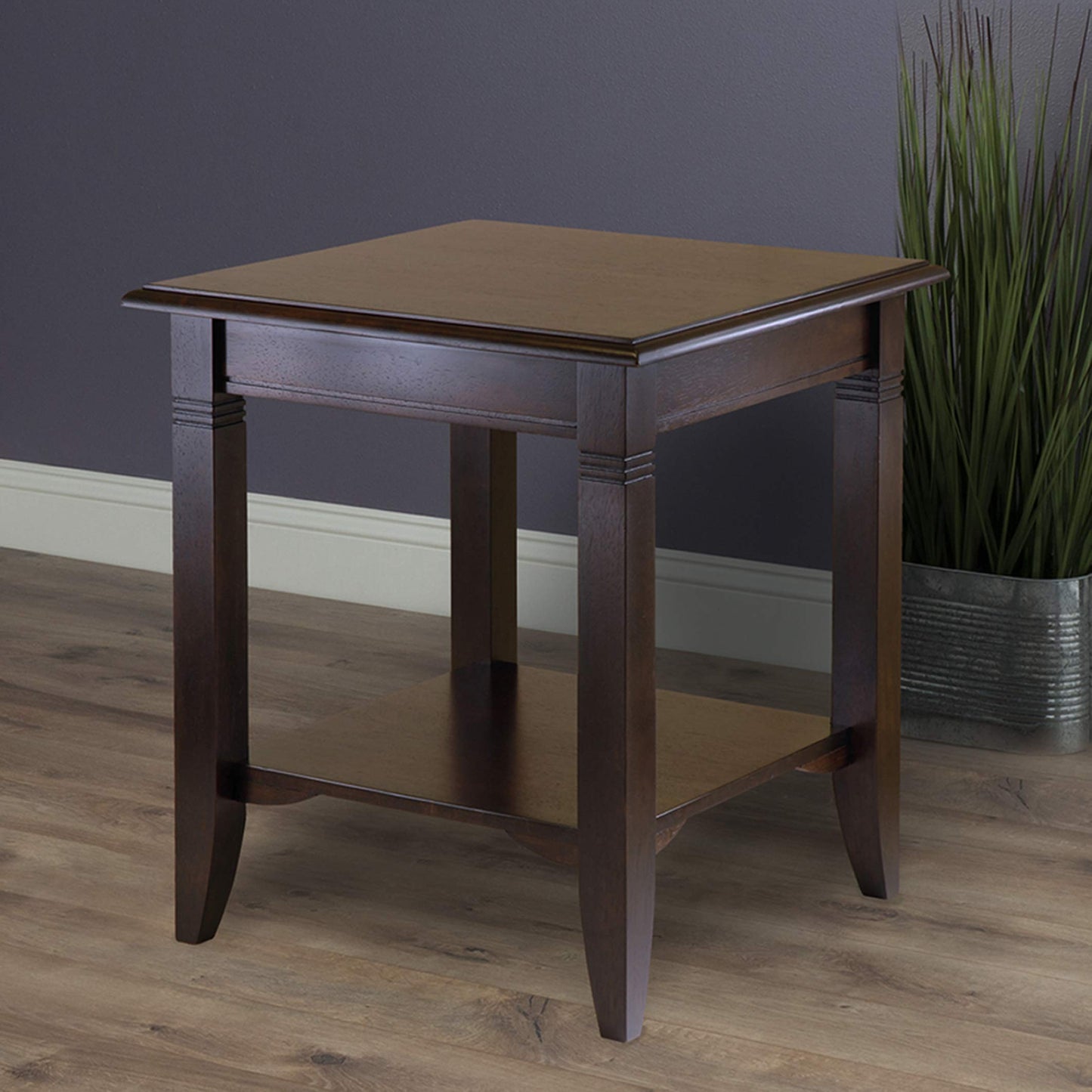 Winsome Nolan End Table, 20" Wide, 22" Tall, for Living Room, Bedroom, Cappuccino