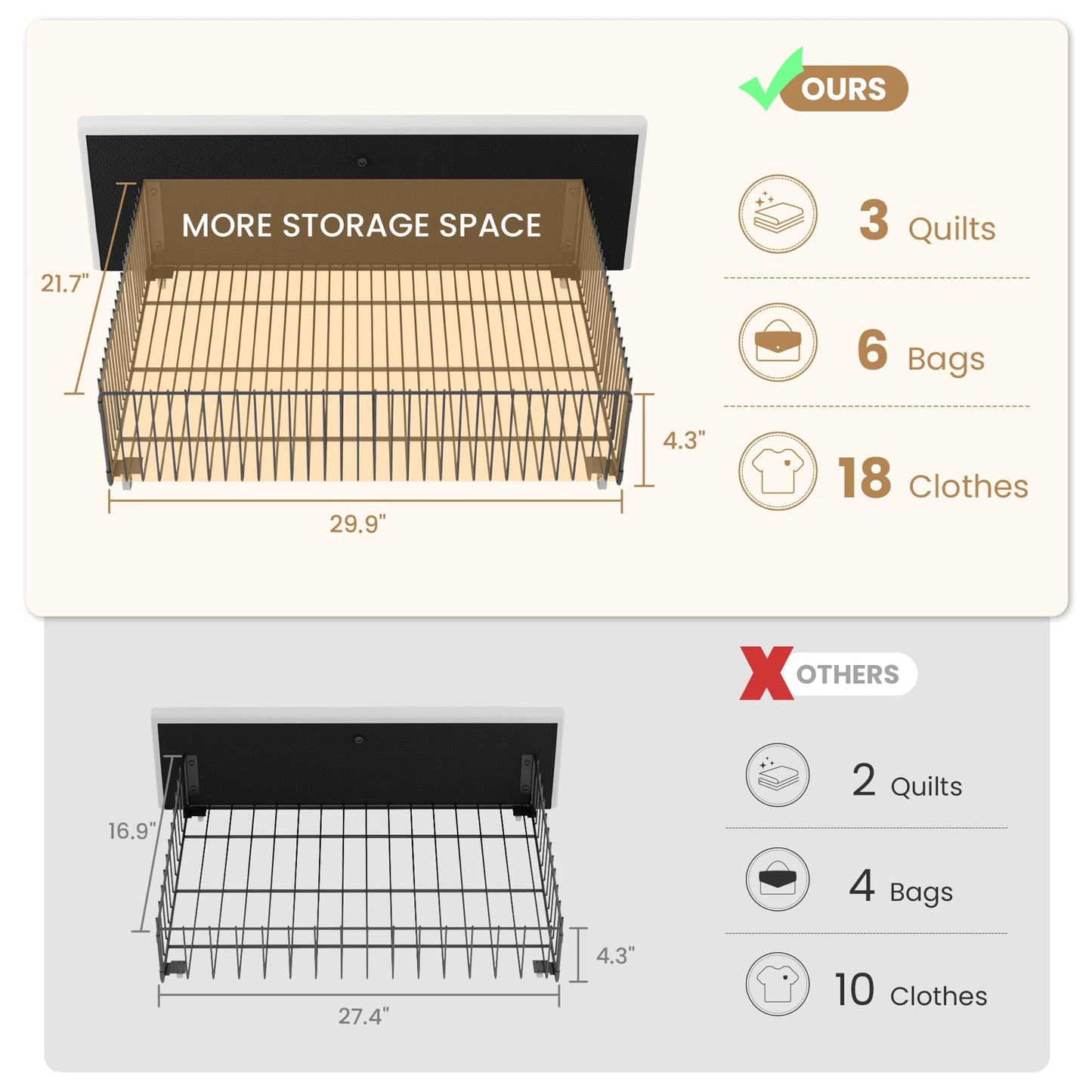 SHA CERLIN King Size Platform Bed Frame with 4 Storage Drawers, Velvet Upholstered Headboard, Mattress Foundation with Wooden Slats Support, No Box Spring Needed, Easy Assembly, White