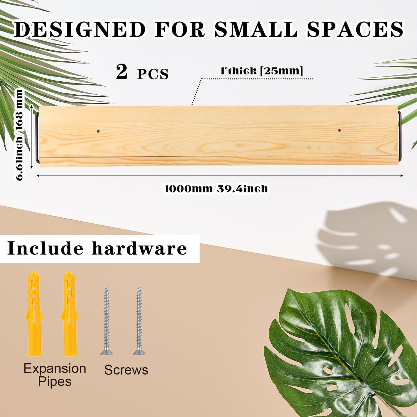 Mifoci 2 Pcs Wall Mounted Shoe Rack Organizer Wooden Modern Compact Wall Space Saving Shoe Holder Storage for Sneaker Footwear Slipper Boots Entryway Narrow Spaces Hallway(39.37'' Long)