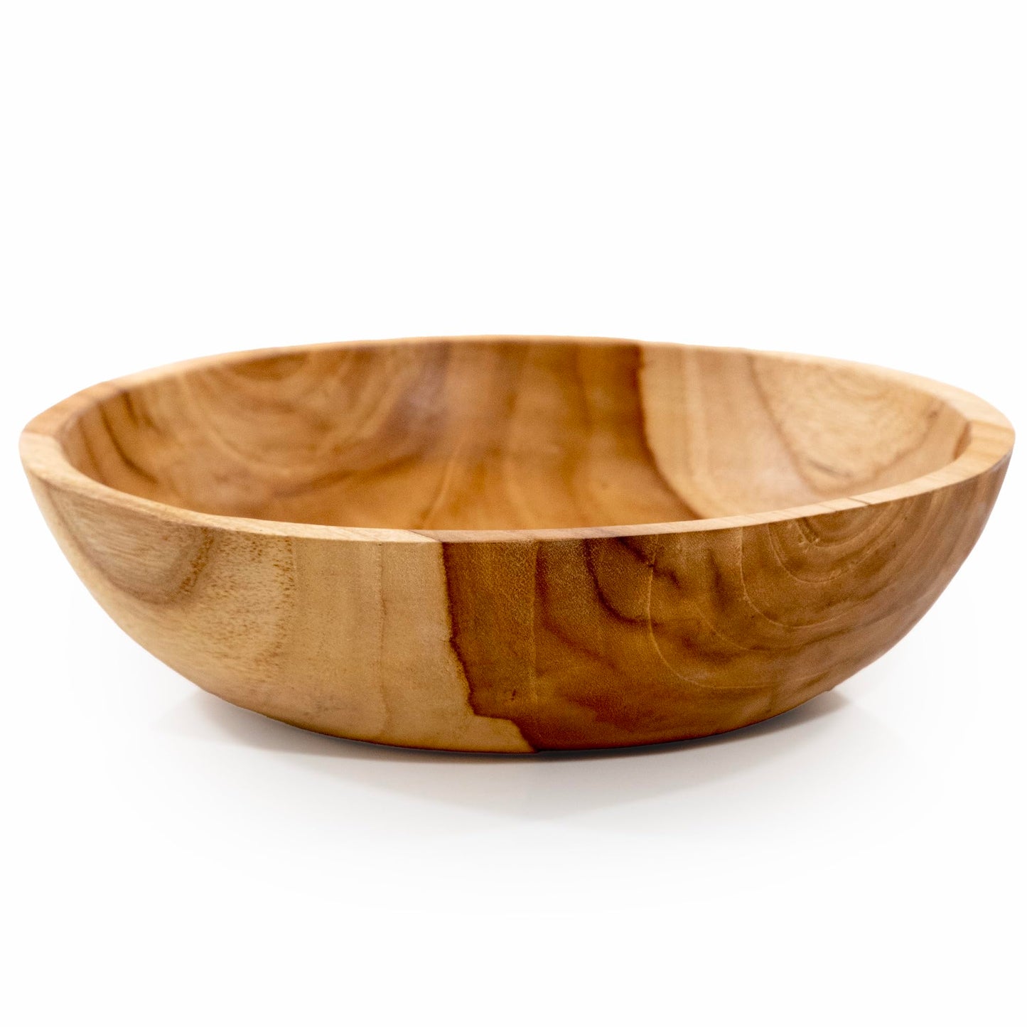ANDALUCA Rustic Teak 11 inch Wood Hand Carved Organic Bowl (11"-12" Diameter)