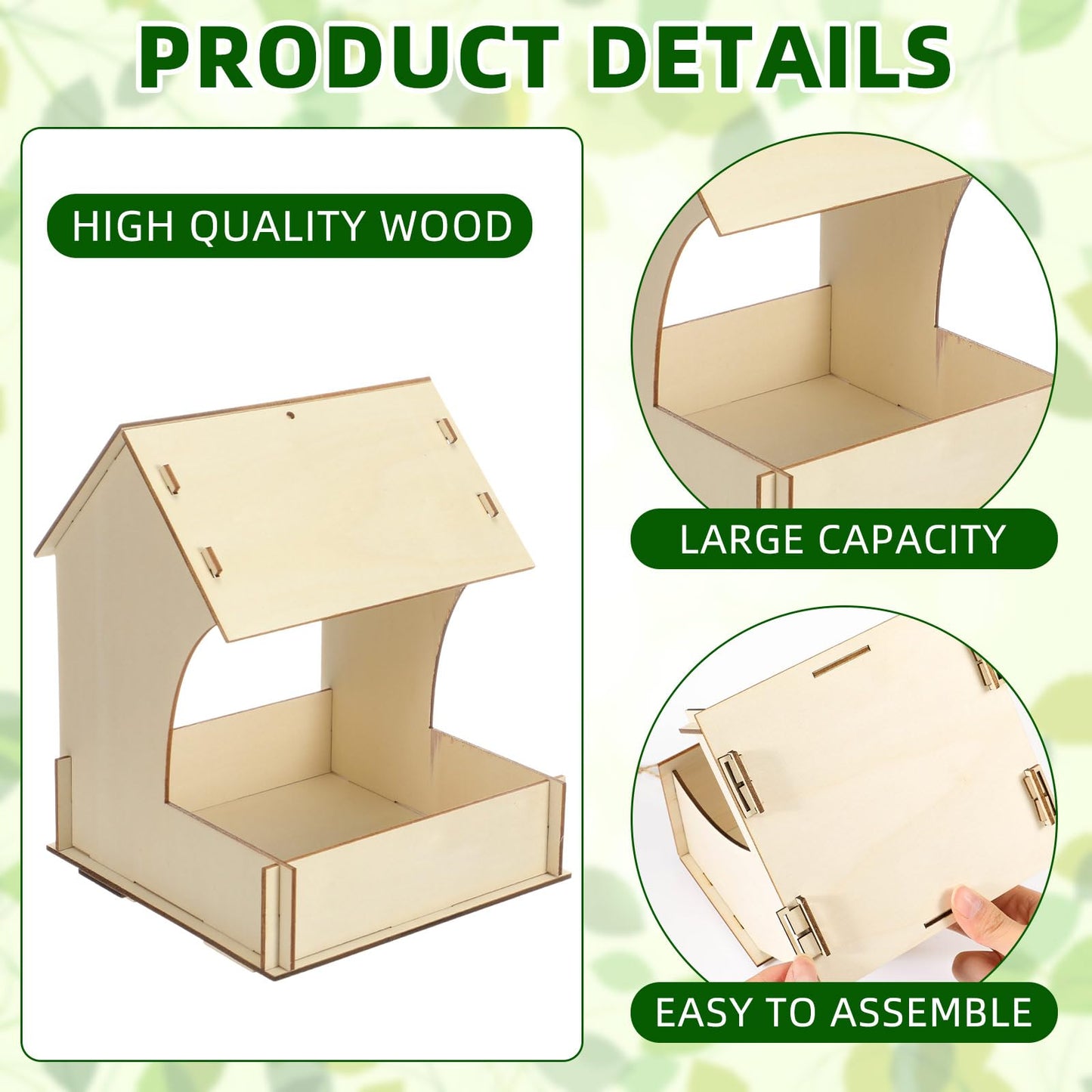 6 Pack Bird Feeder Kits Bulk Wooden DIY Birdhouse Kits Unfinished Bird Feeder Birdhouse to Paint Wood Craft for Educational Fun Art Outdoor Activities Gifts