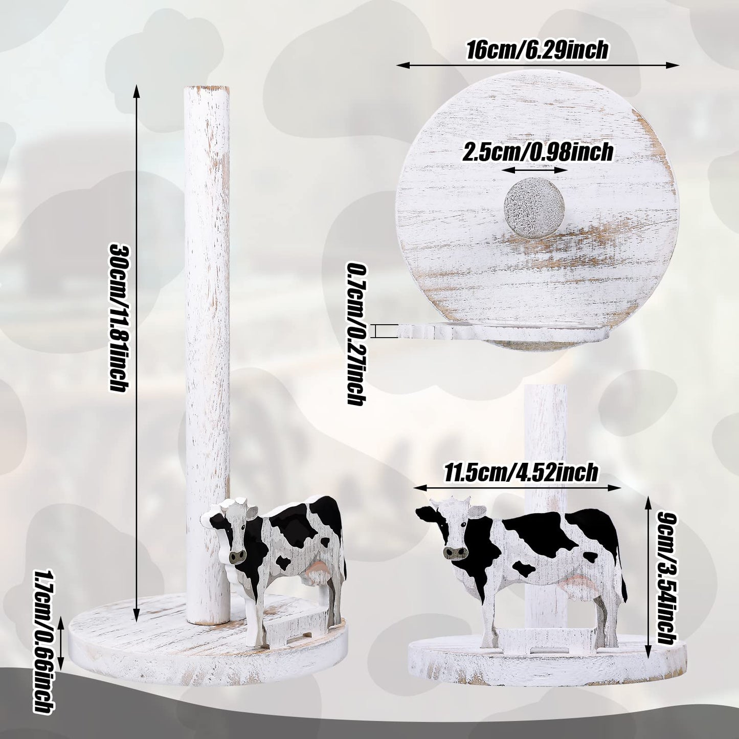 Yetene Cow Paper Towel Holder Cow Kitchen Decor Wooden Farmhouse Paper Towel Holder Countertop Kitchen Accessories Farm Rustic Home Bathroom Living Room Table Decor Gifts