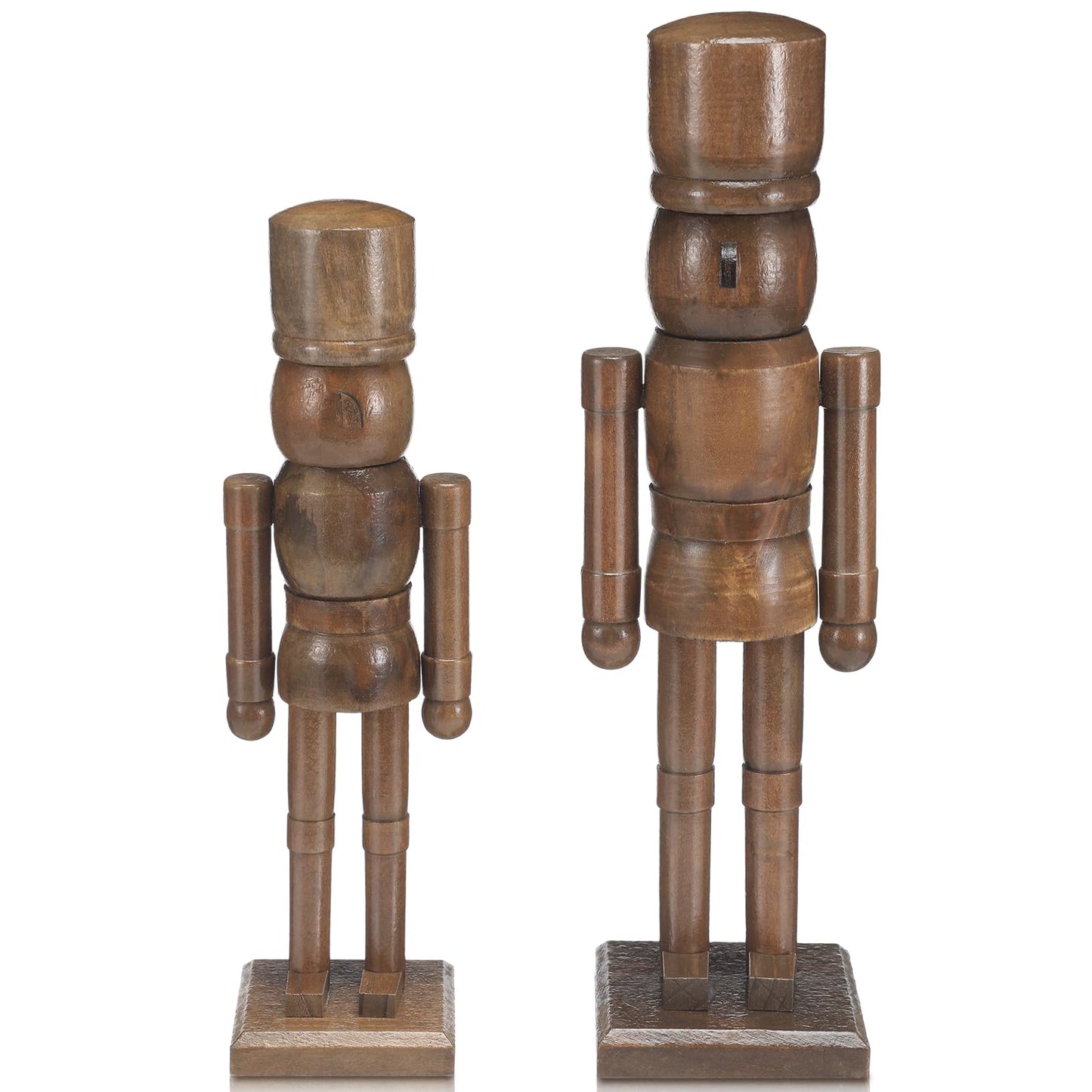 Wonderjune 2 Pack Christmas Wooden Nutcracker Traditional Christmas Decorations Nutcracker Figure Statue for Xmas Festive Holiday Tabletop Home Decor (Brown,12 Inch,14 Inch)