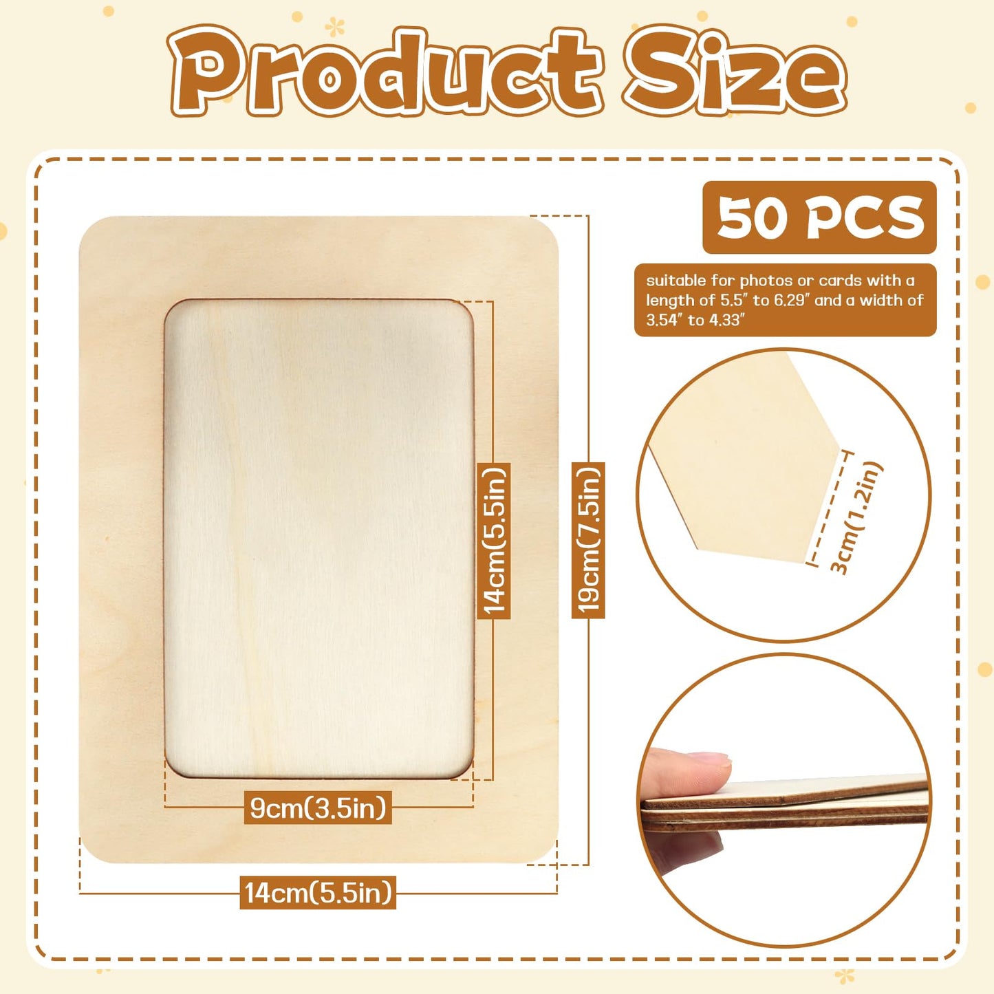 VOKOY 50 Pack Wooden Picture Frames for Crafts, DIY Wood Craft Picture Frames Bulk for 4" x 6" Photos,Unfinished Standing Photo Frames DIY Crafts Wood Decorate for Father's Day Birthday Party Gifts