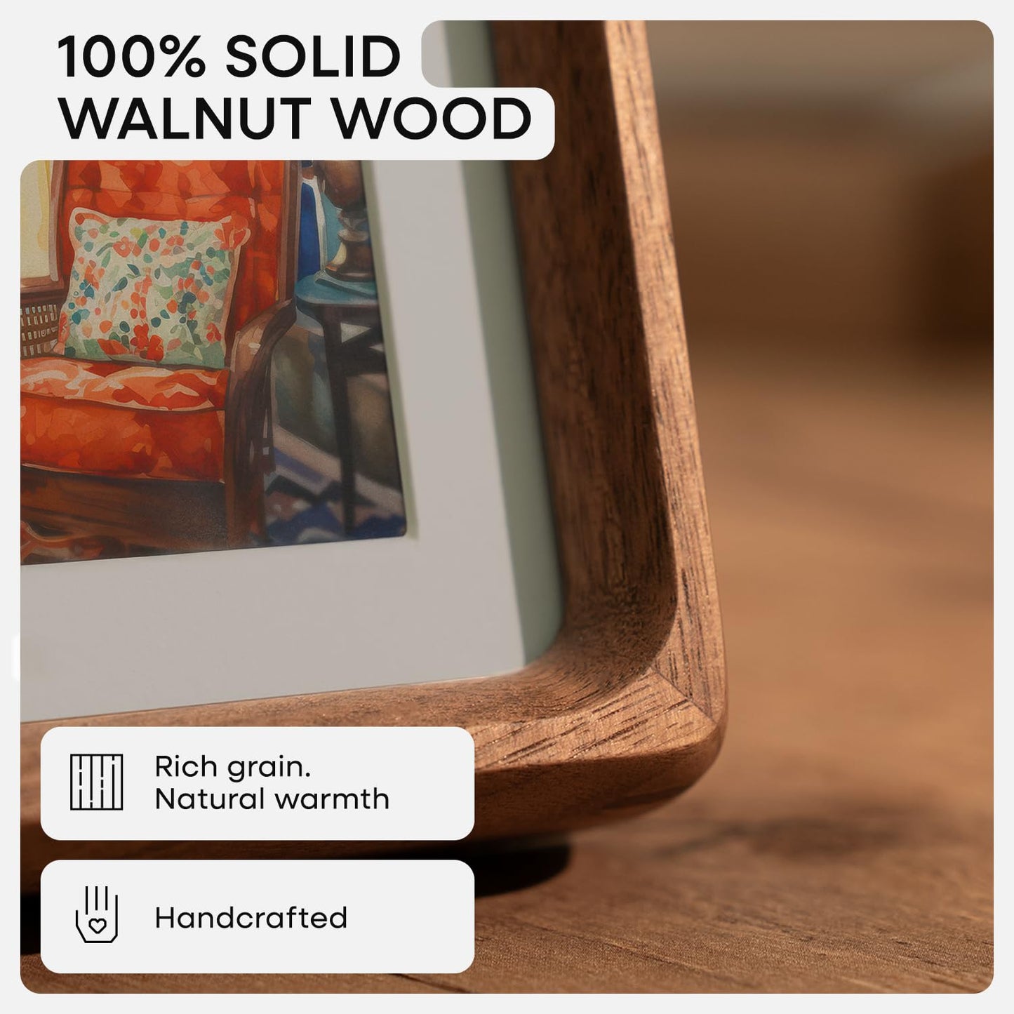 Homeforia 18x24 Frames Brown Wood, Mortise & Tenon Walnut 18 x 24 Picture Frame with Mat 16 x 20 for Wall, 24x18 Dark Wooden Poster Frame Matted to 16x20 inch Photo, Tempered Glass, Wall Kit, Set of 1