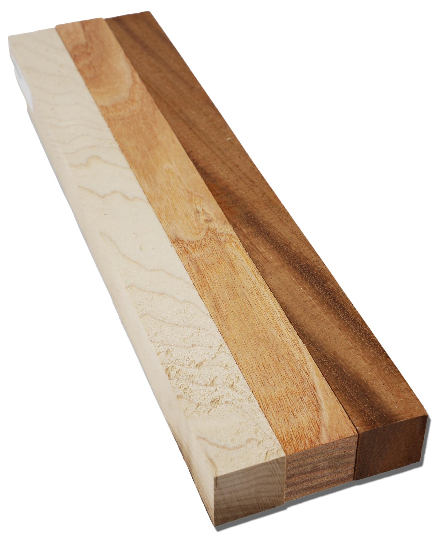 1" x 1" x 12" Wood Rectangle Blocks - Hobby Wood Pack - African Mahogany, Hard Maple, and Honey Locust - Pack of 3!