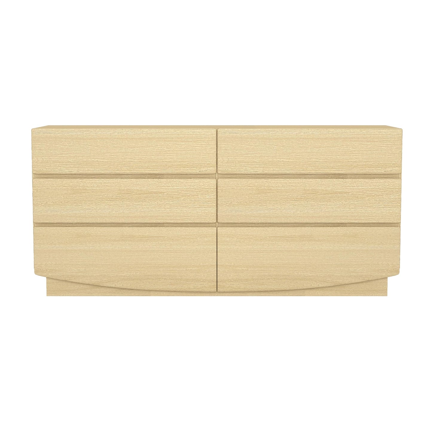 Manhattan Comfort Ardea Modern 6 Drawer Dresser, 72" Wide Minimalist Contemporary Storage, Smooth-Glide Handle-Free Drawers, Natural Oak
