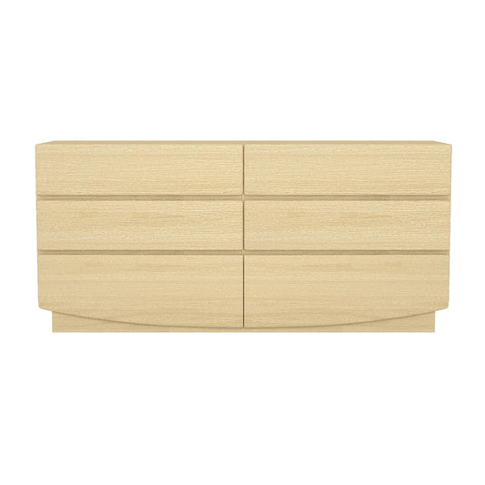 Manhattan Comfort Ardea Modern 6 Drawer Dresser, 72" Wide Minimalist Contemporary Storage, Smooth-Glide Handle-Free Drawers, Natural Oak