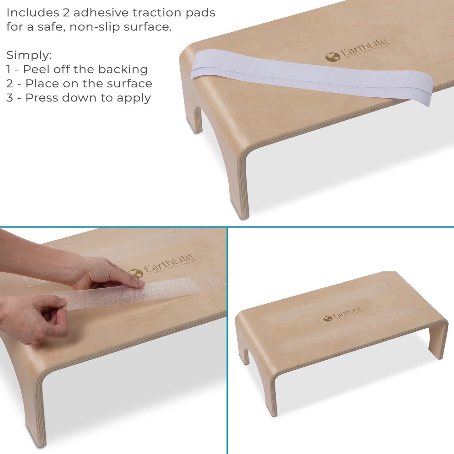 EarthLite Wooden Step Stool - 4'' High, Large Surface, Strong & Stable Bed Step, Foot Stool, Massage Step-Up