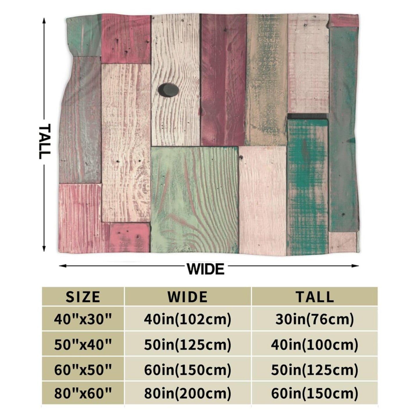 Vintage Wooden Wall from of Horizontal Ultra Soft Cozy Lightweight Flannel Fleece Blanket 3D Fashion Print All Season Sofa Warm Bed Throw Blanket 80"X60"