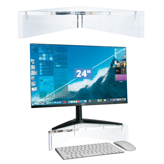 Mammoth DuraClear Acrylic Corner Monitor Stand for Desk Corners - 3.5" Elevation, Triangle Monitor Stand for Monitors with Triangular Base