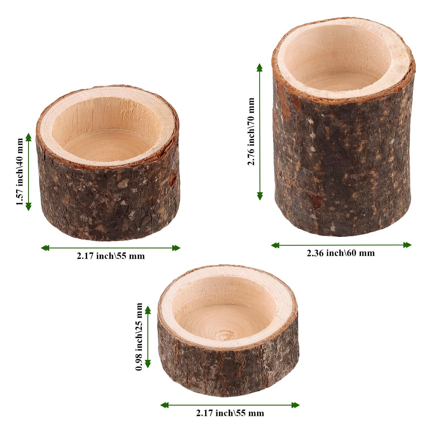 MAHIONG 30 Pack Tea Light Candle Holders, 3 Sizes Rustic Wooden Votive Tealight Holders Set for Table Centerpiece, Wedding Party, Home Decor