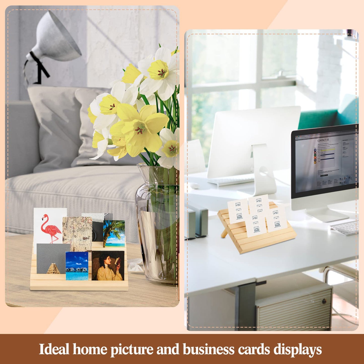 Marsui 62 Pcs Wood Earring Display Stand Earring Card Display 2 Sets of Holder with Cards Jewelry Stands for Selling(Wood Color)