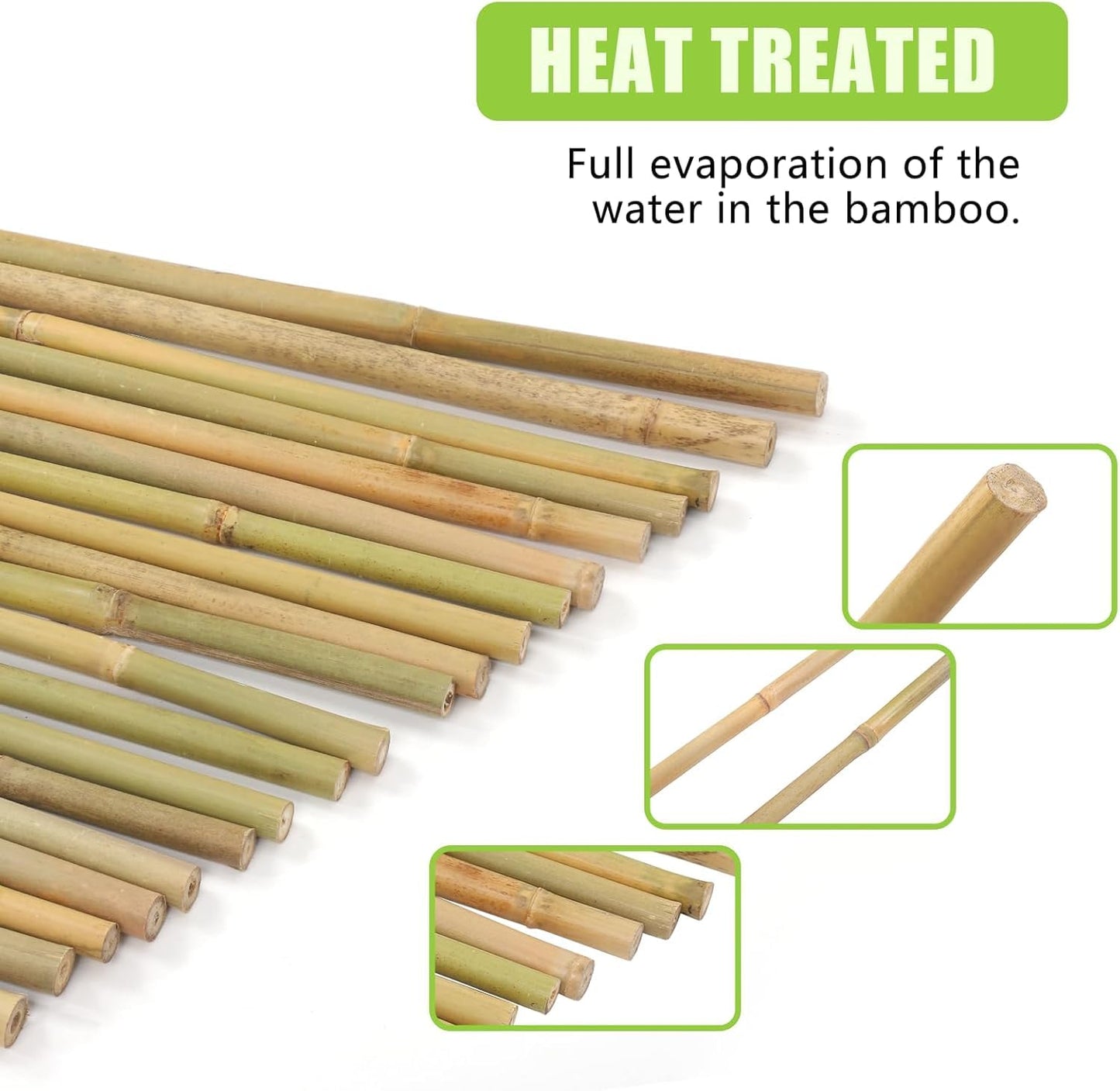 Gardgue Natural Bamboo Poles, 2 Feet Bamboo Sticks for Plants, Wood Garden Stakes for Tomato, Bean, Flowers, Trees Potted and Climbing Plants, 25 Pack